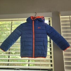 Under Armour Vibrant Blue Jacket with Orange Trim Kids Size 4. Gread Condition